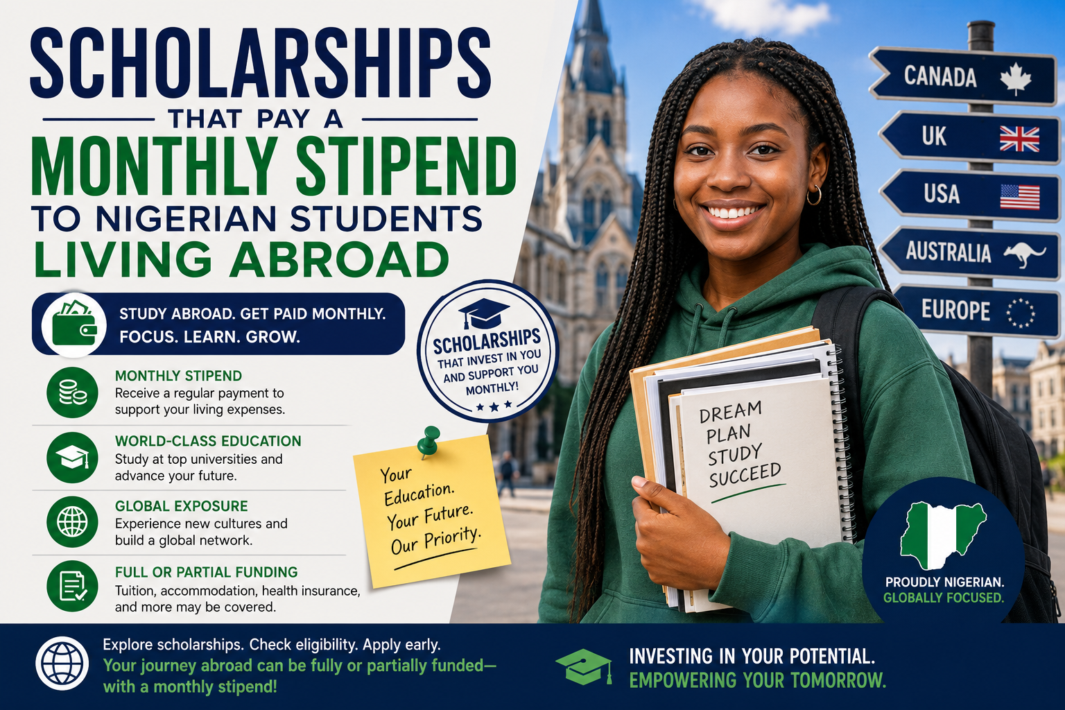 Scholarships That Pay a Monthly Stipend to Nigerian Students Living Abroad